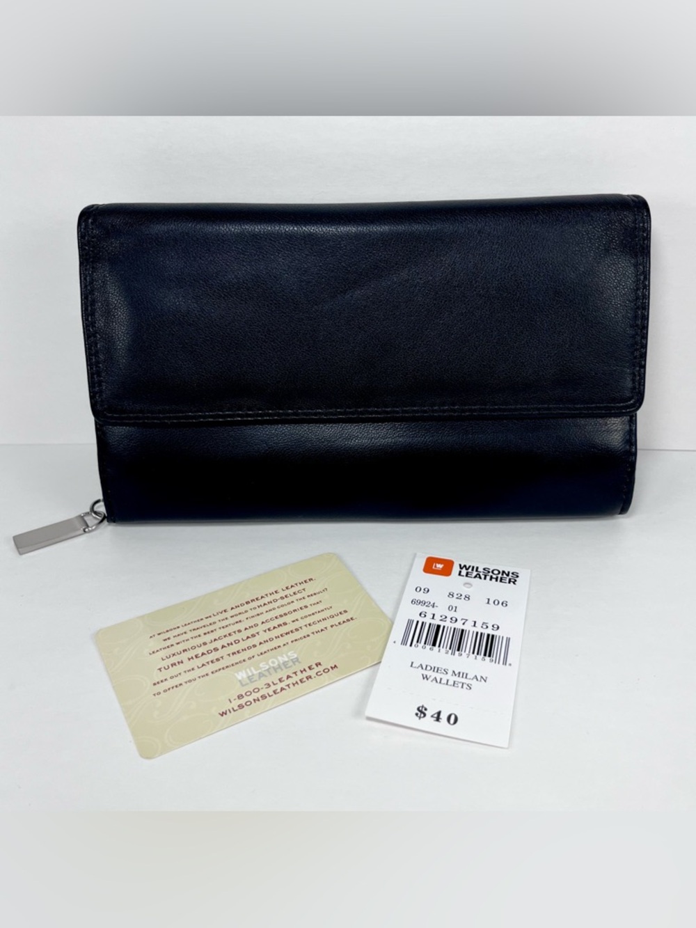 Vintage Wilsons Leather Black Clutch Wallet Checkbook Organizer